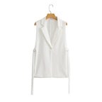 Solid Color Split Vest Blazer