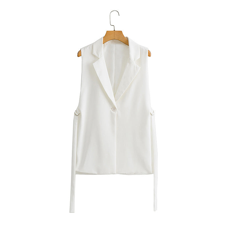 Solid Color Split Vest Blazer