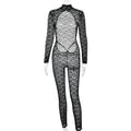 High neck long sleeve lace backless jumpsuit  | Festival Outfits Women