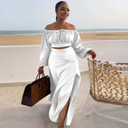 Sexy Lantern Sleeve Suit Two Piece Set