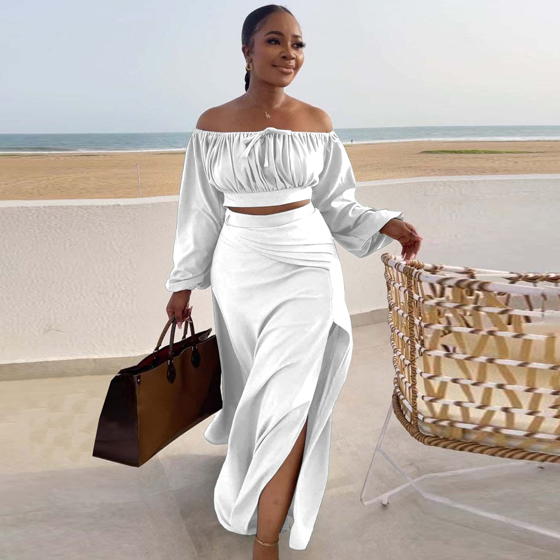 Sexy Lantern Sleeve Suit Two Piece Set