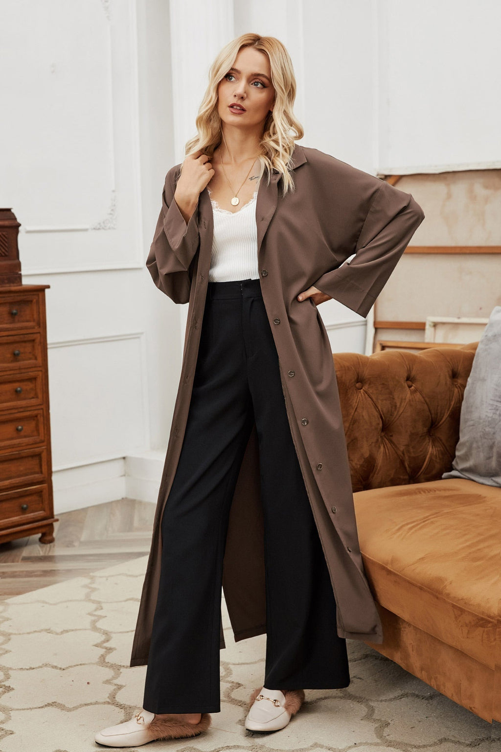 Solid Color Long Coat