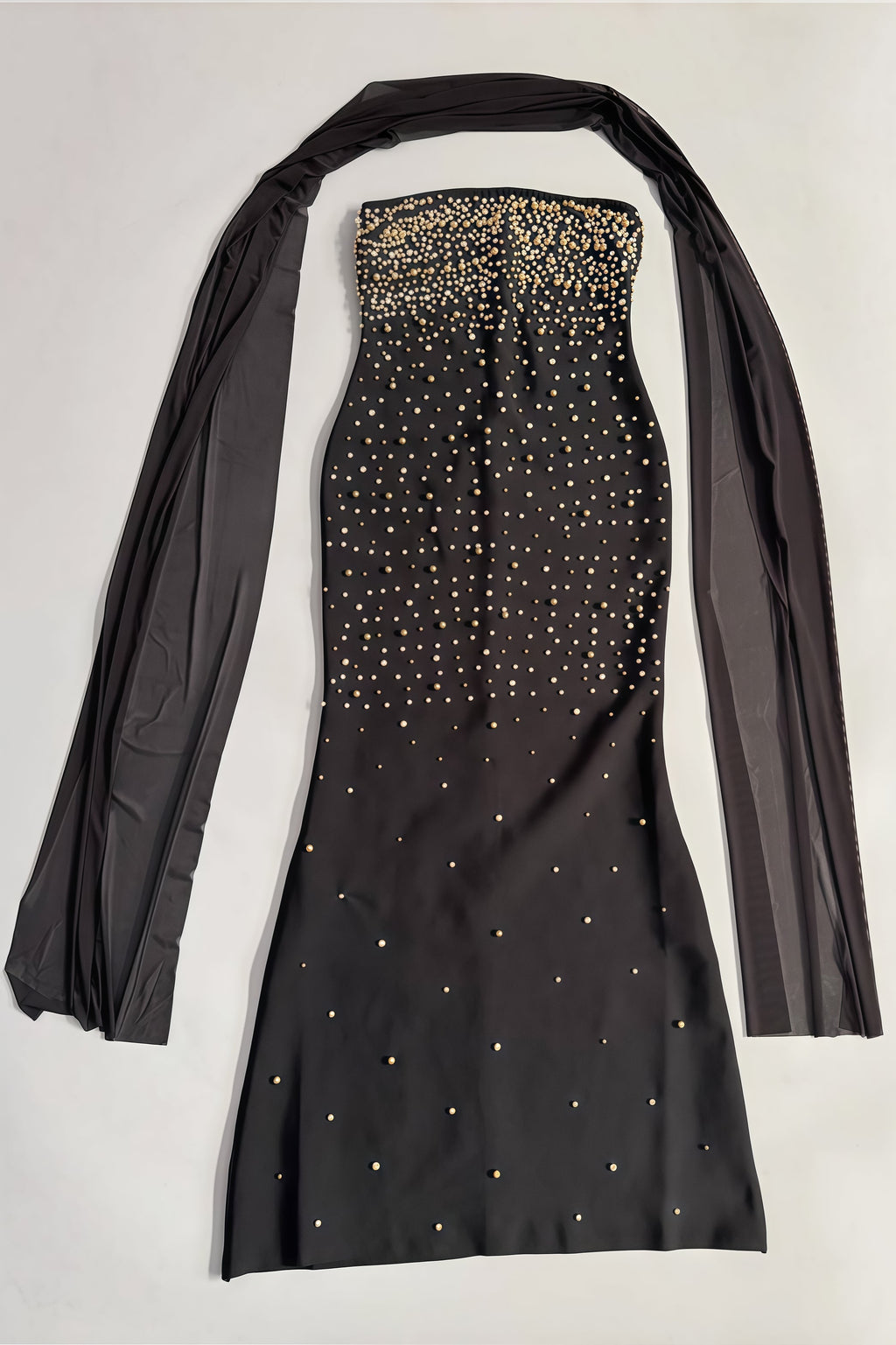 Ellis Black Beaded Diamond Maxi Dress