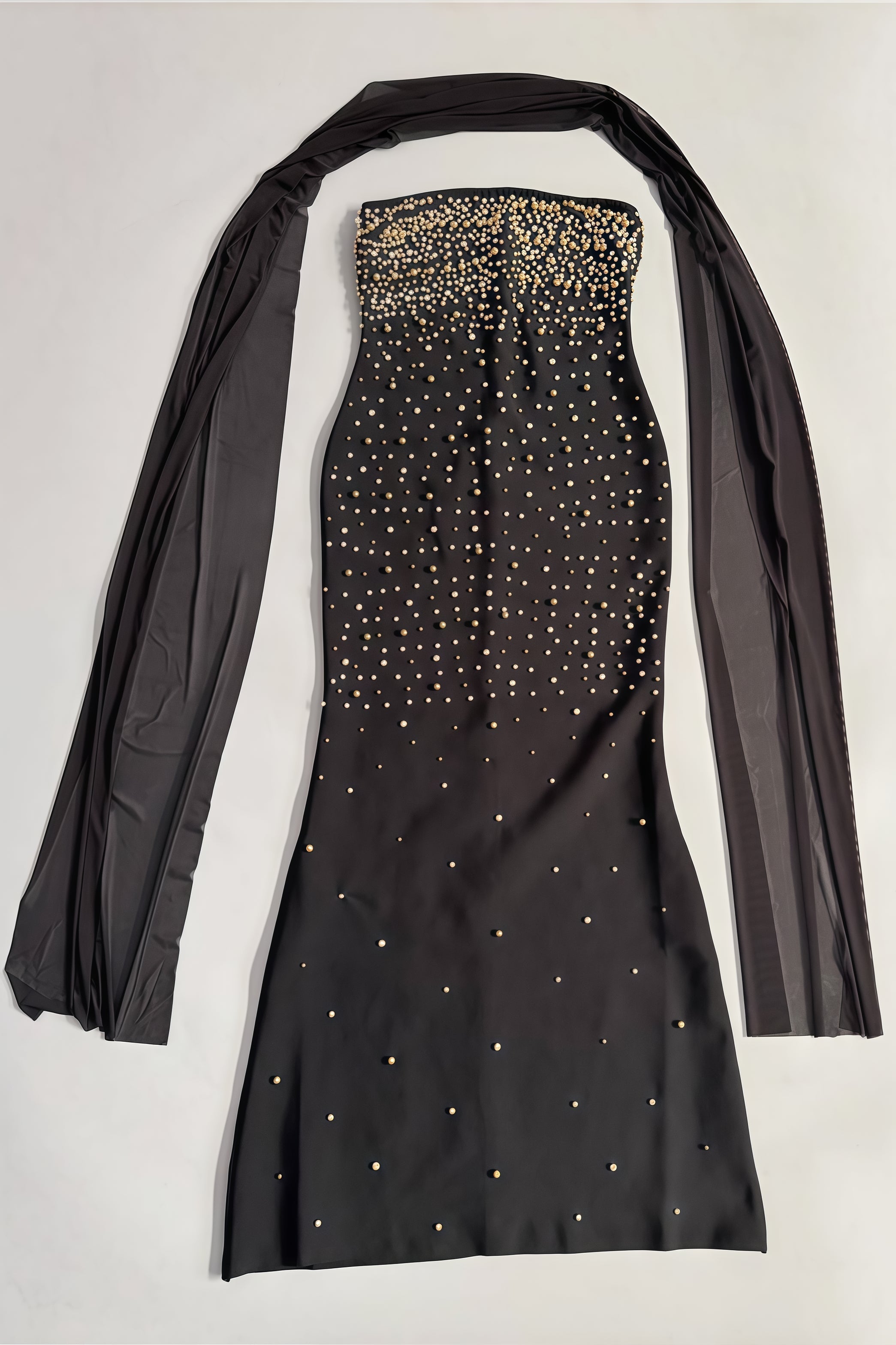Ellis Black Beaded Diamond Maxi Dress