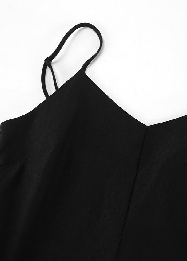 Spaghetti Strap Cami Bodice Pleated Flowy Column Maxi Dress