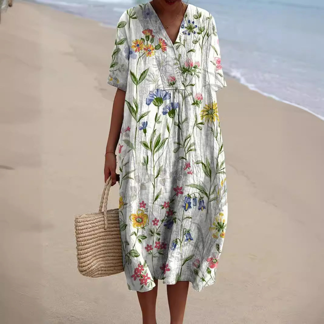Virginia Effortless Premium Cotton Floral Dress Evening Wear Edit