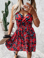 Marta Luxe Women's Floral Smocked a Line Dress Designer Edit