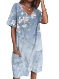 Octavia Chic Women's Floral Print V Neck Summer Dress Premium Wardrobe Essential