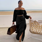 Sexy Lantern Sleeve Suit Two Piece Set