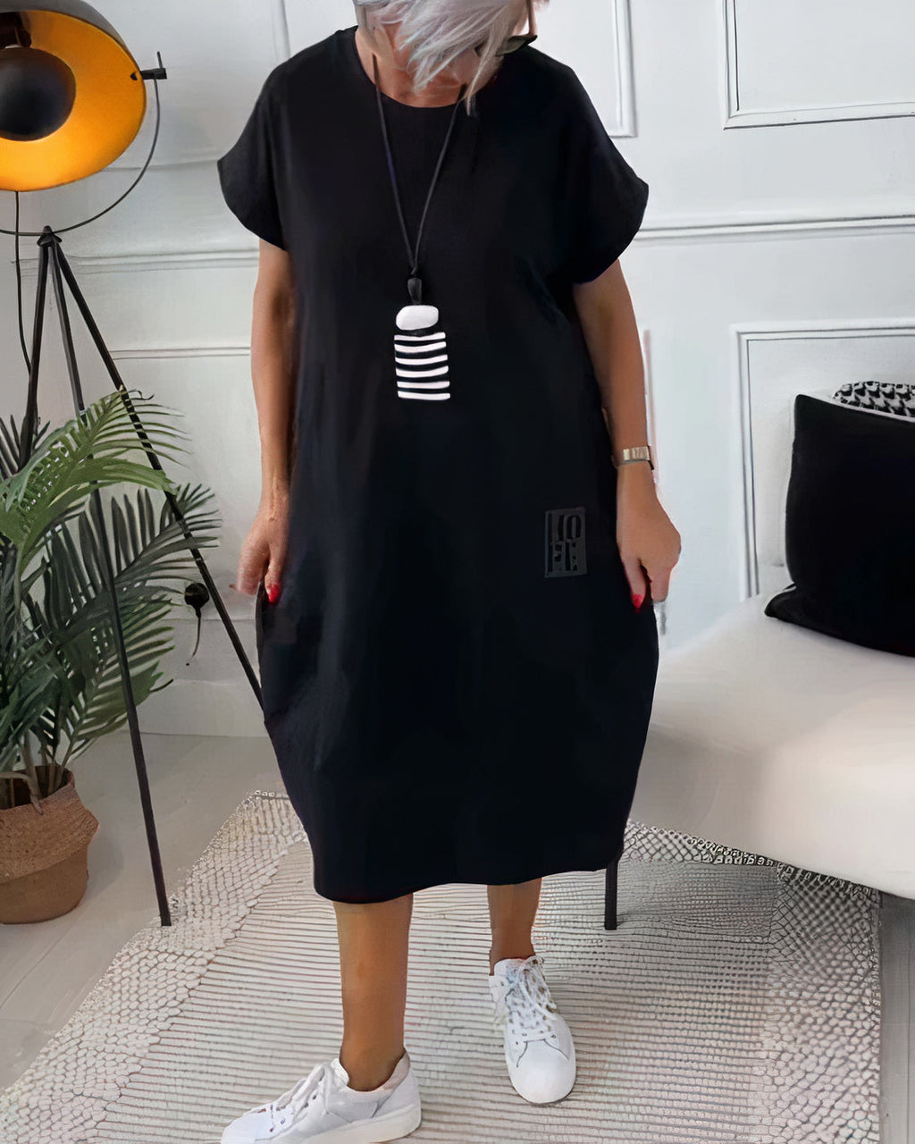 Marina Effortless Short Sleeved Dress with a Round Neckline Chic Silhouette Collection