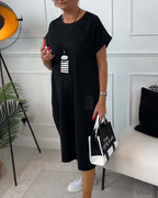 Marina Effortless Short Sleeved Dress with a Round Neckline Chic Silhouette Collection