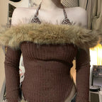 Off Shoulder Faux Fur Top