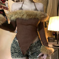 Off Shoulder Faux Fur Top