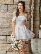 Off Shoulder Jacquard Crisscross Tie Back Cami Dress
