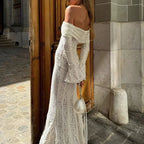 Off-Shoulder Lace Maxi Dress