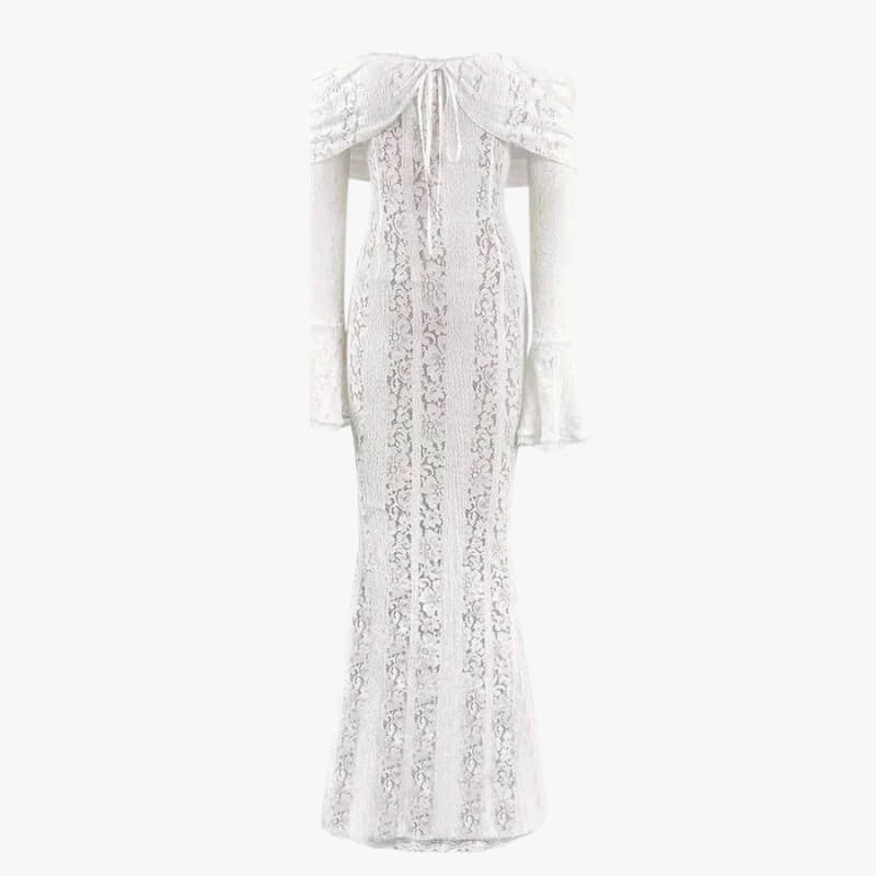 Off-Shoulder Lace Maxi Dress