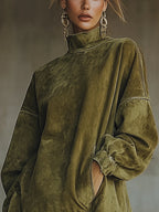 | Faux Suede Turtleneck Dress