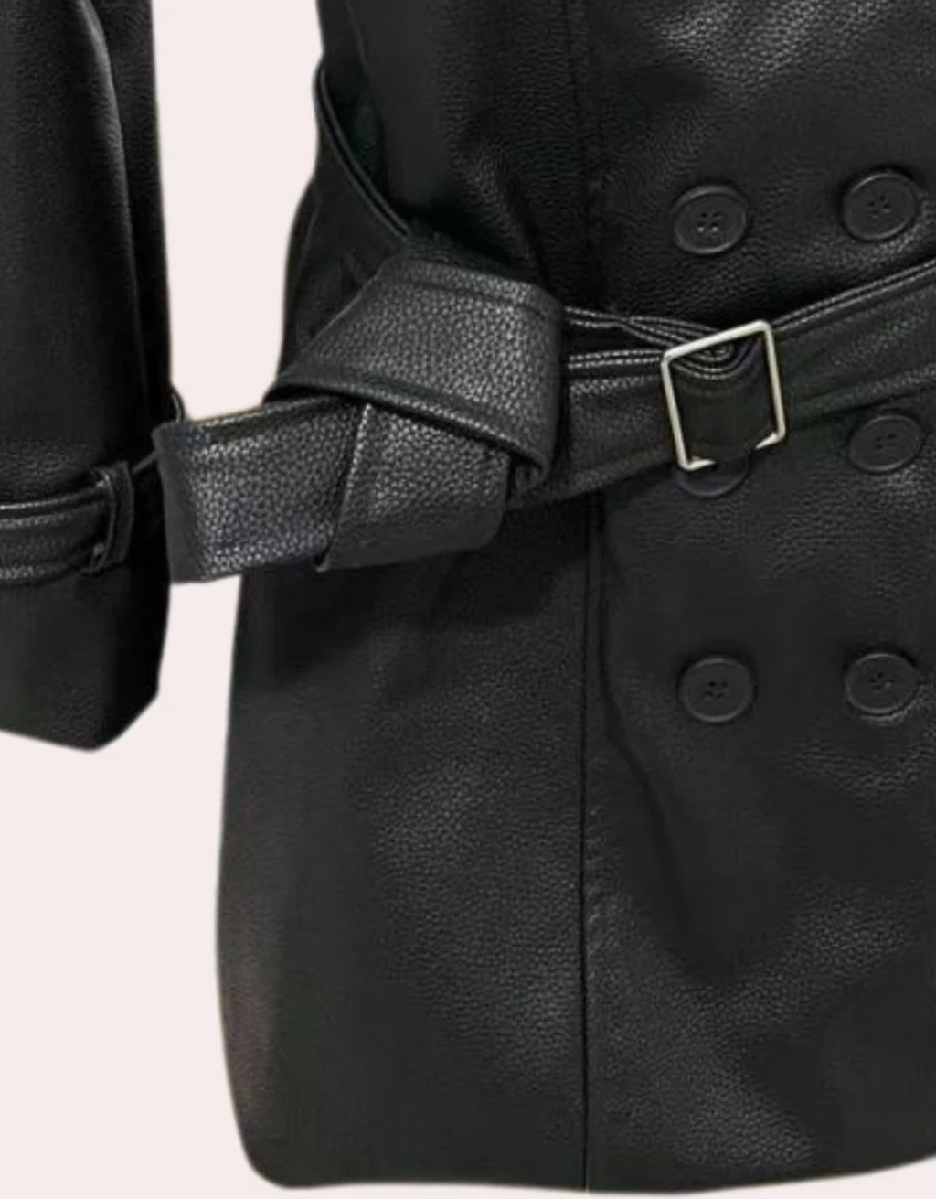 | Leather trench coat