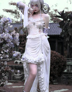 Lace Tiered Ruffle High-Low Cross Pendant Gothic Mini Dress