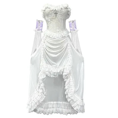 Lace Tiered Ruffle High-Low Cross Pendant Gothic Mini Dress