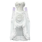 Lace Tiered Ruffle High-Low Cross Pendant Gothic Mini Dress
