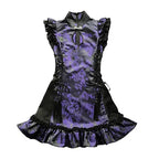 Brocade Stand Collar Lace Up Side Strap Sleeveless Qipao Mini Dress