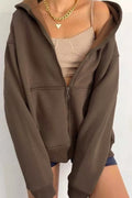 Oversized Solid Zip-up Hoodie