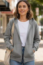 Oversized Solid Zip-up Hoodie