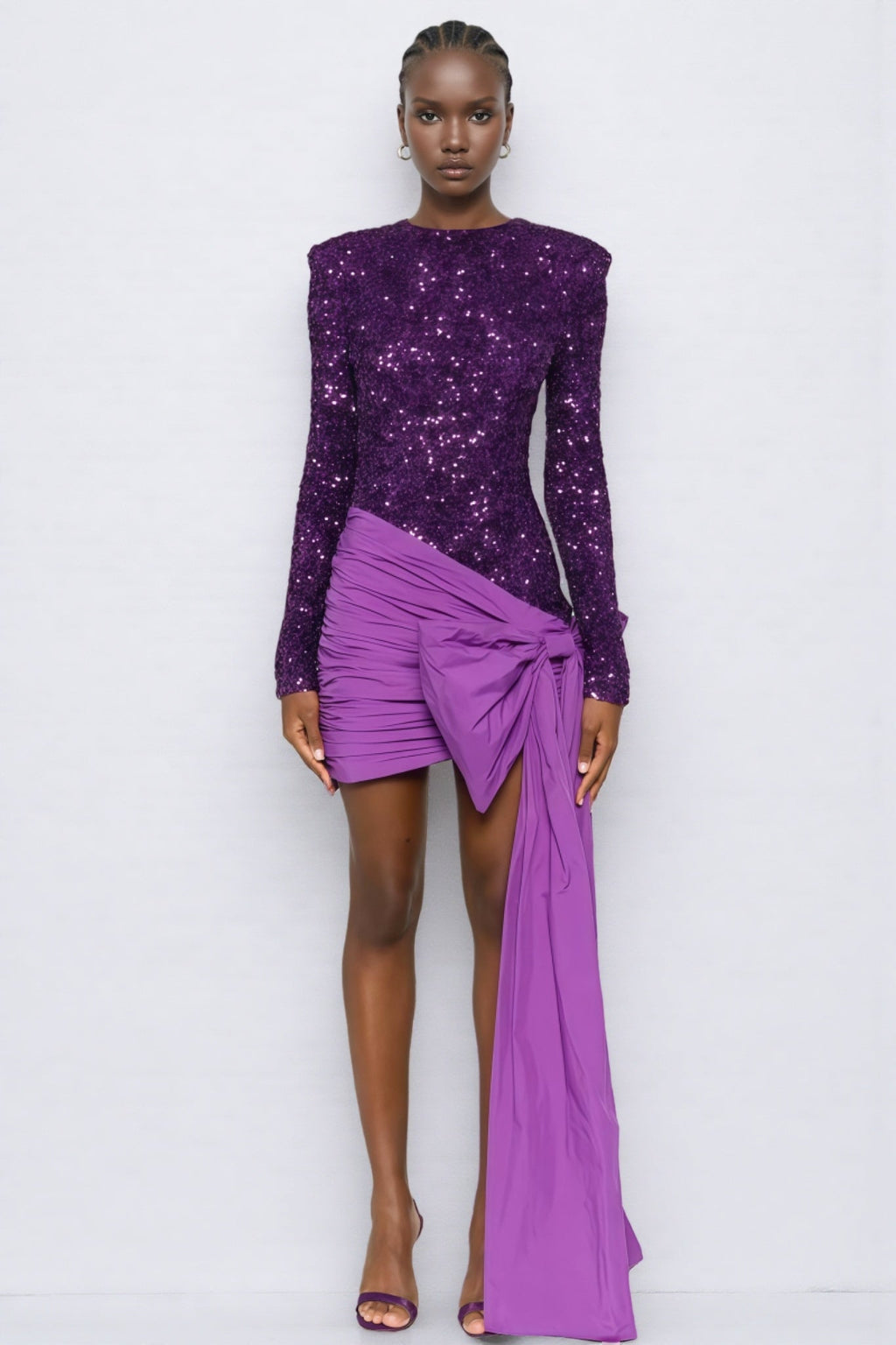 Yamia Sequin Bow Midi Dress