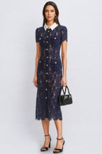 Shaylah Lace Contrast Collar Midi Dress