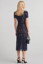 Shaylah Lace Contrast Collar Midi Dress