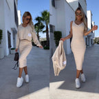 Micaela Minimalist Sleeveless Dress and Sweater Set for Women Boutique Collection