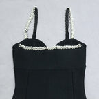 Strappy Sleeveless Midi Bubble Beads Bandage Dress PZC1936