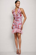 Arices Floral Stretch Tulle Sleeveless Mini Dress