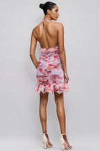 Arices Floral Stretch Tulle Sleeveless Mini Dress
