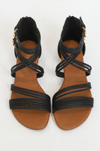 Peep Toe Ankle Strap Zipper Buckle Sandals