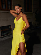 Petal Backless Maxi Dress In Yellow