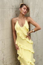 Beatriz Chic Maxi Dress Lemon Designer Edit