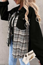 Plaid Patchwork Denim Jacket