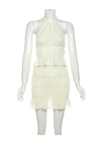 Pleated Halter Backless Vest Skirt Set