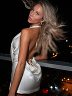 Plunge Satin Mini Dress