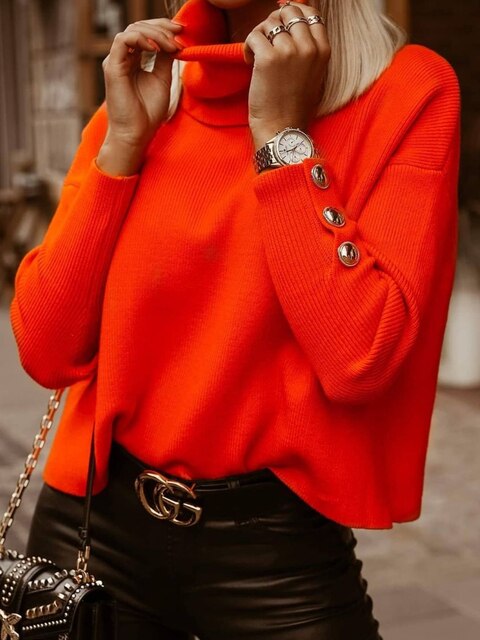 Turtleneck Long Sleeve Knitted Sweater