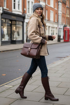 Plush PU Patchwork Belted Retro Coat