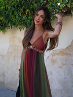 DressBetty - Vintage Sleeveless V Neck High Waist Tie Dye Camo Boho Dress