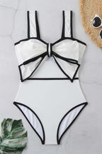 Polka Dot Bow One Piece Swimsuit With Skirt