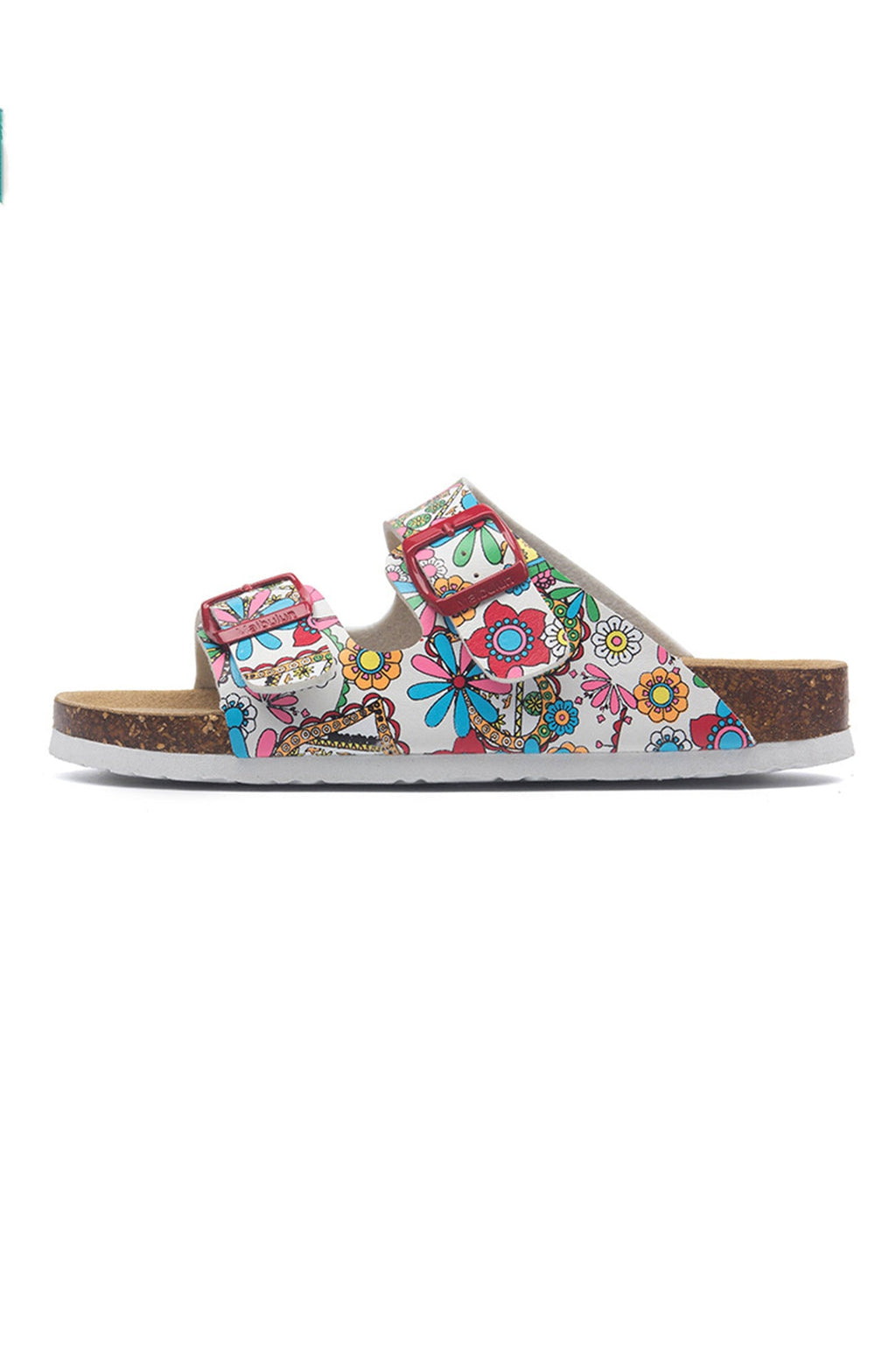 Printed Buckle Flat Sandals