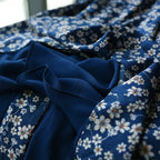 V-Neck Three Quarter Sleeve Ditsy Floral Print A-Line Midi Dress