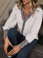 Printed V-Neck Long Sleeve Shirt