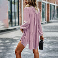 Mock Neck Bow Back Tiered Balloon Sleeve Mini Dress