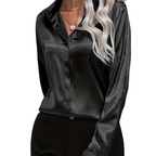 Sarah | Women’s Button Down Long Sleeve Satin Blouses